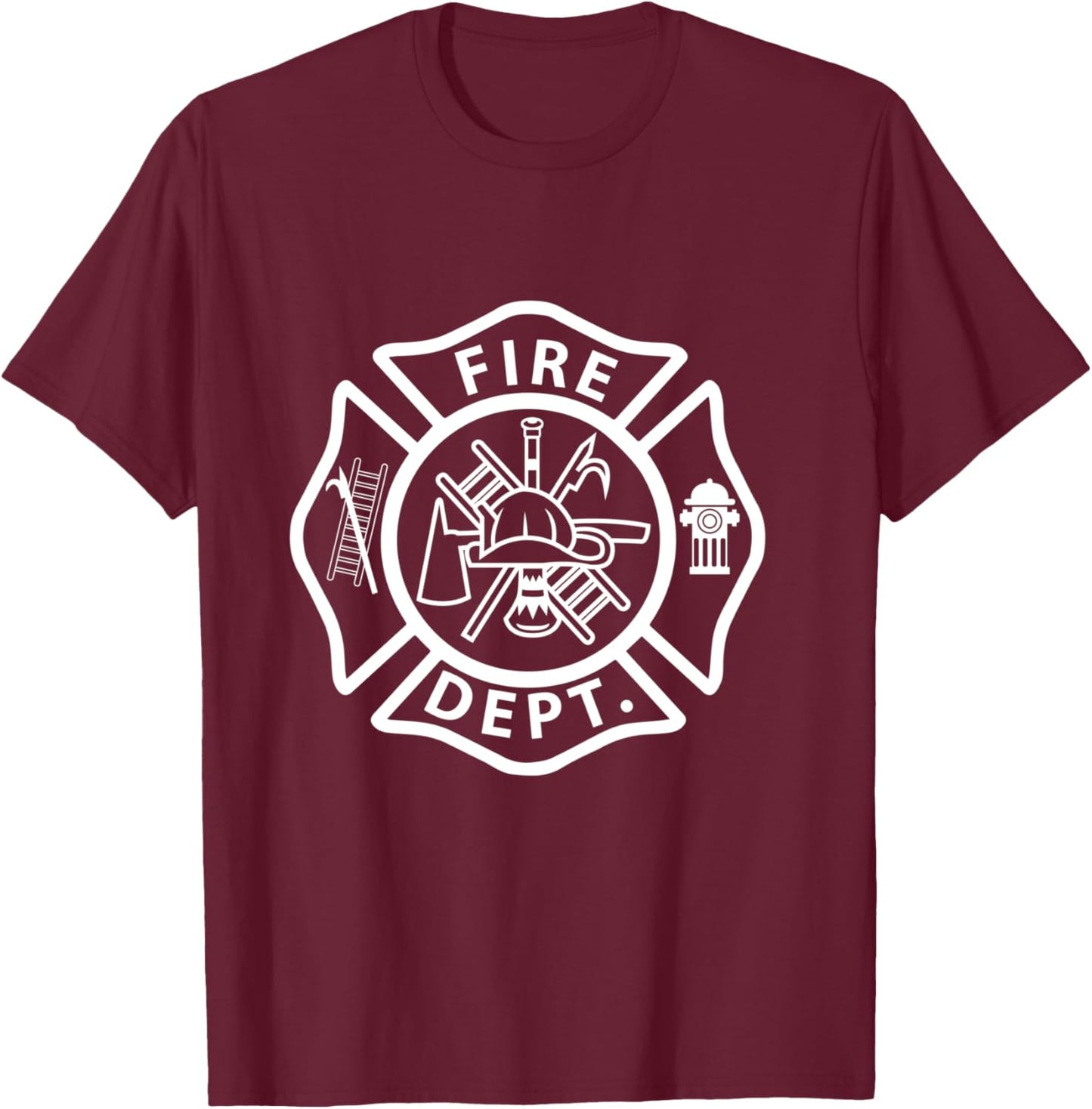 Fire Department Logo Uniform Fireman Symbol Firefighter Gear T-Shirt - T-Shirt | Maroon