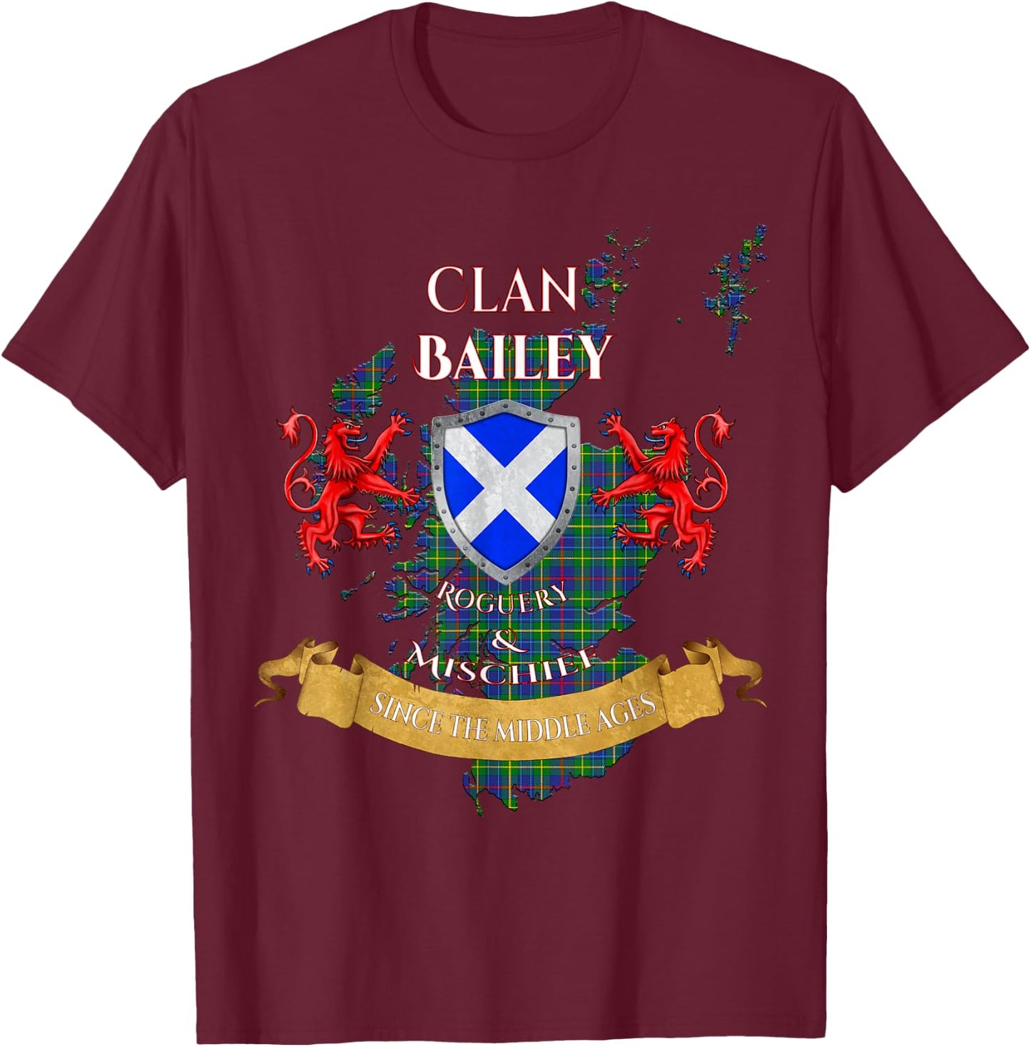 Bailey Scottish Family Clan Middle Ages Mischief T-Shirt - T-Shirt | Maroon