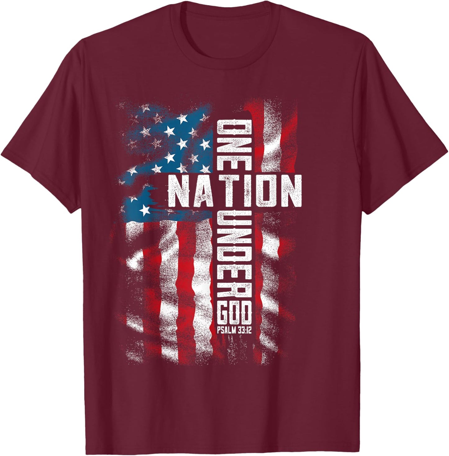 Christian Men , Bible Verse Faith , Patriotic 4th of July T-Shirt - T-Shirt | Maroon