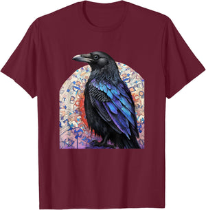 Crow and Raven Bird Lovers Mandala Style Design For Birders T-Shirt - T-Shirt | Maroon