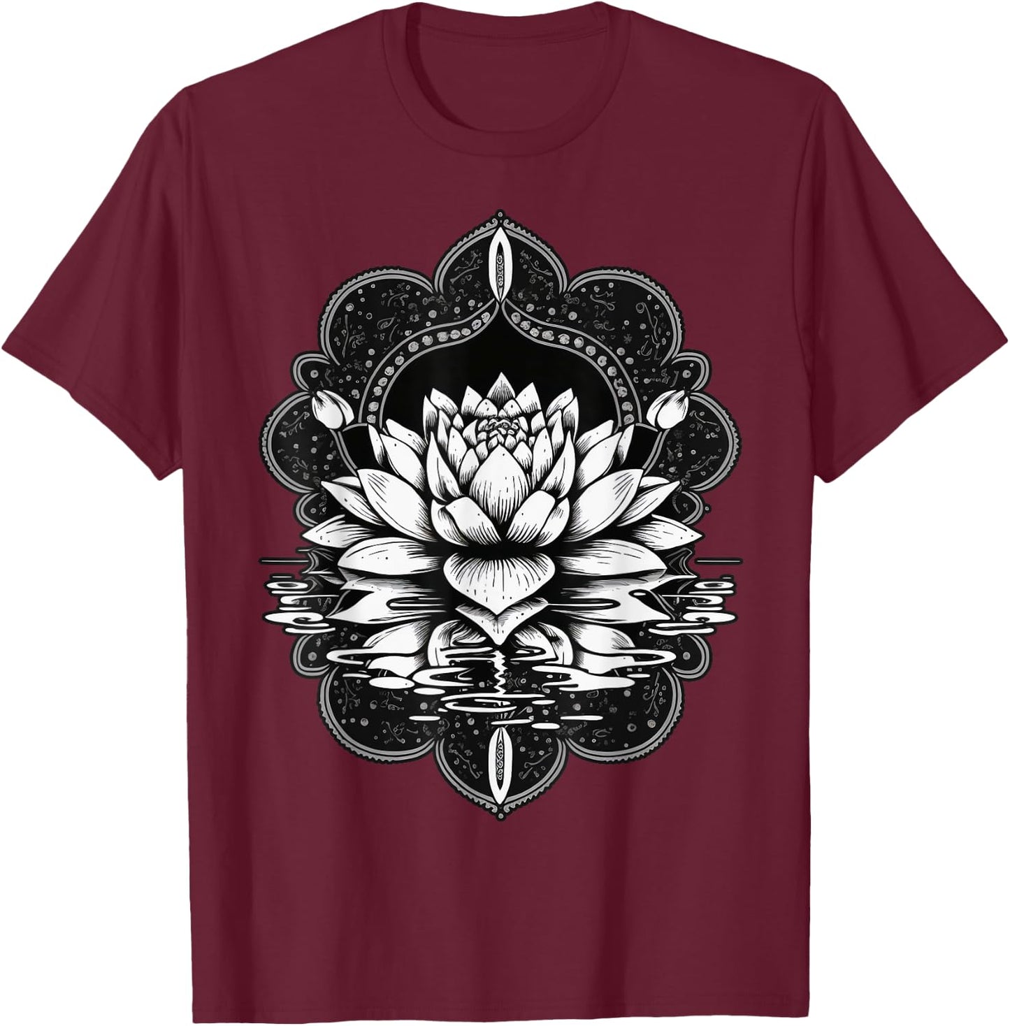 Floating Lotus Flower on water Lotus Flower T-Shirt - T-Shirt | Maroon