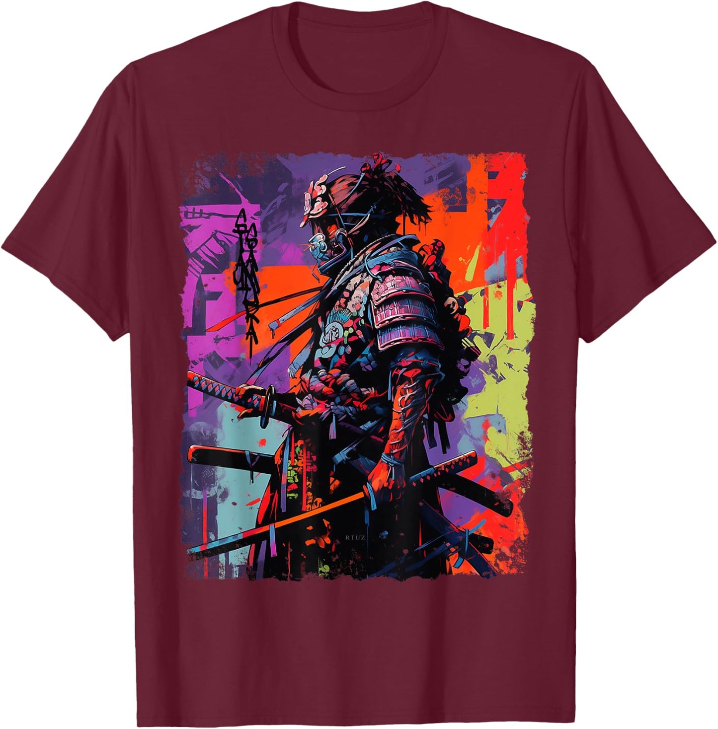 Hip Hop Y2K Vintage Hipster Edgy Urban Streetwear Samurai T-Shirt - T-Shirt | Maroon
