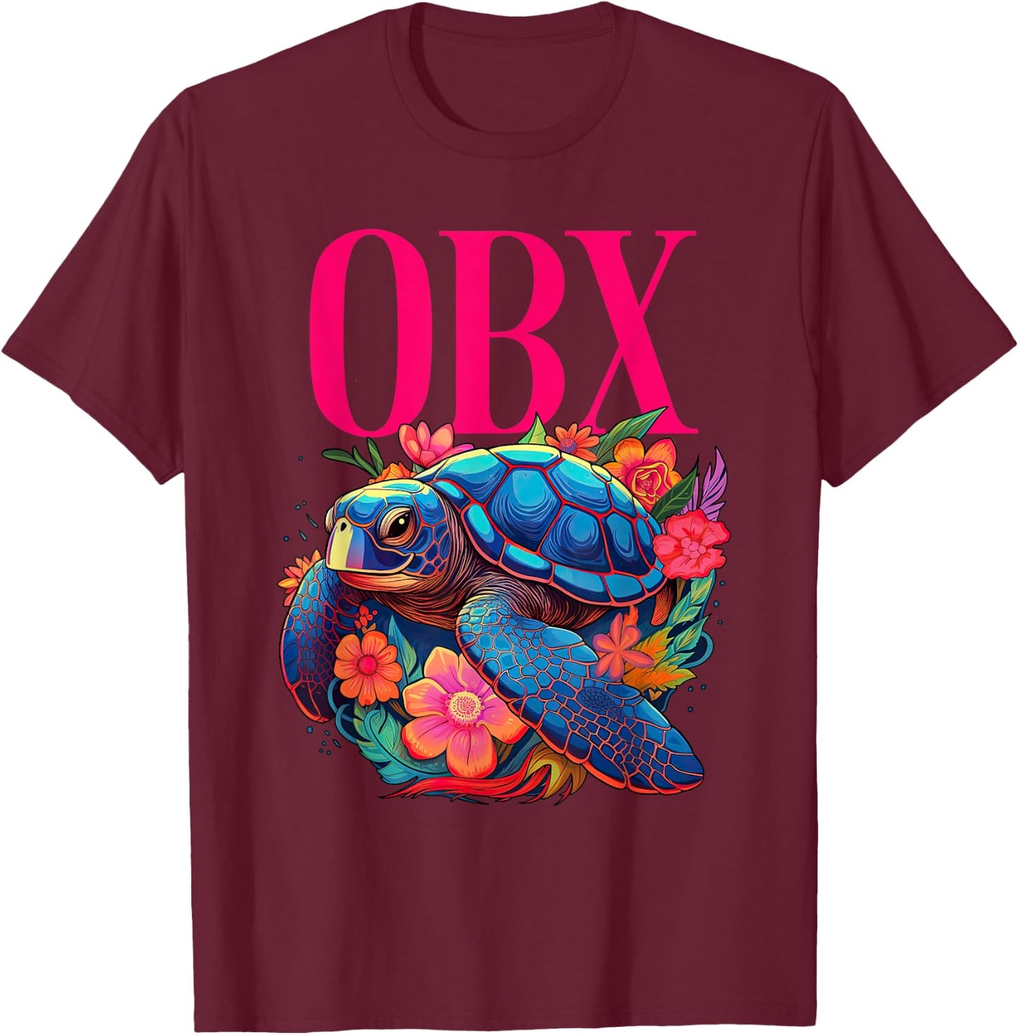 OBX Floral Beach Turtle Souvenir Men Women Girls Kids T-Shirt - T-Shirt | Maroon
