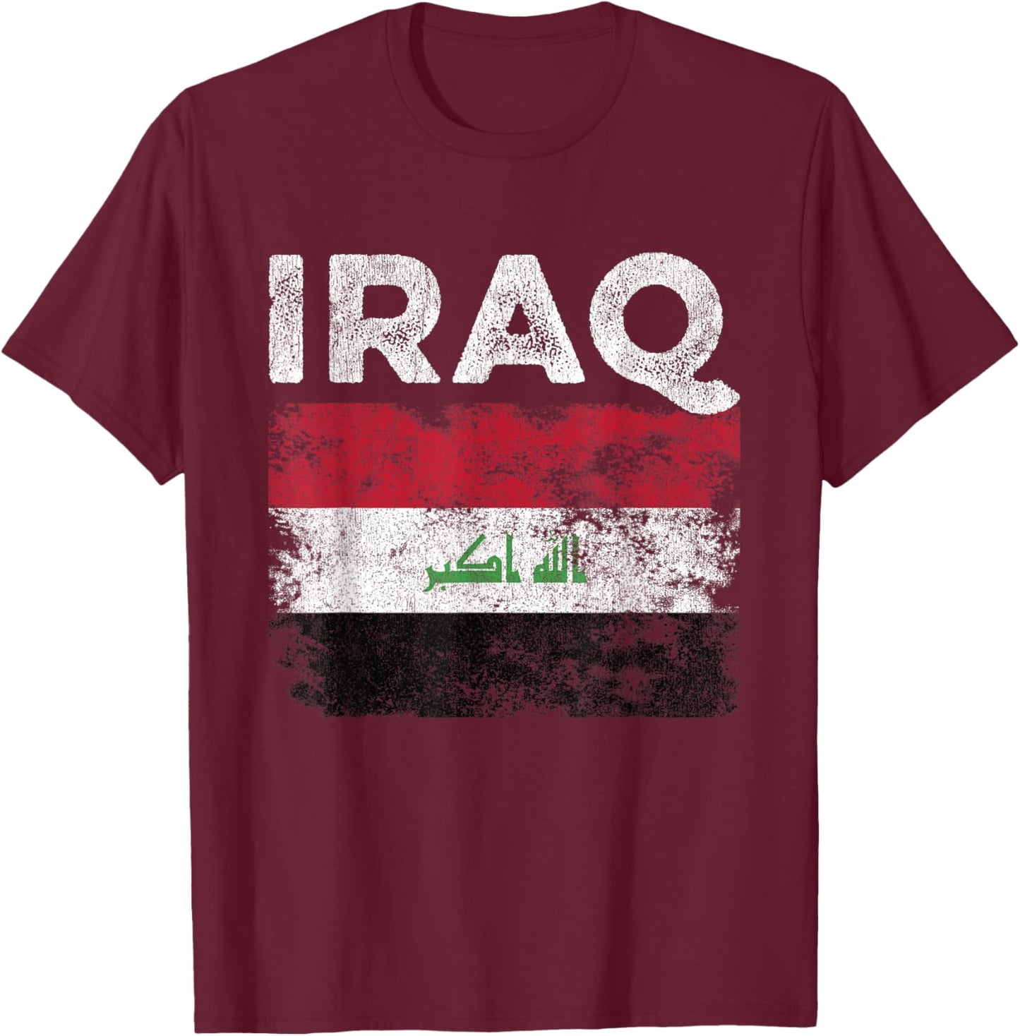 Iraq Flag Distressed - Men Women Kids - Iraqi Flag T-Shirt - T-Shirt | Maroon