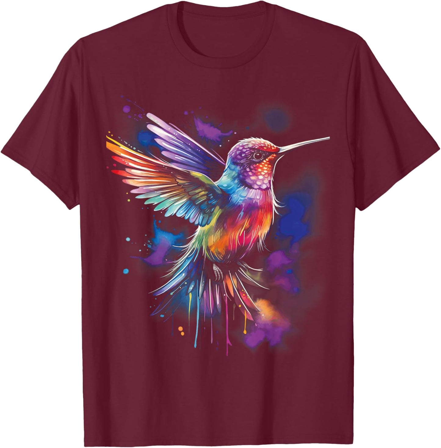 Hummingbird Artwork Bird Birds T-Shirt - T-Shirt | Maroon