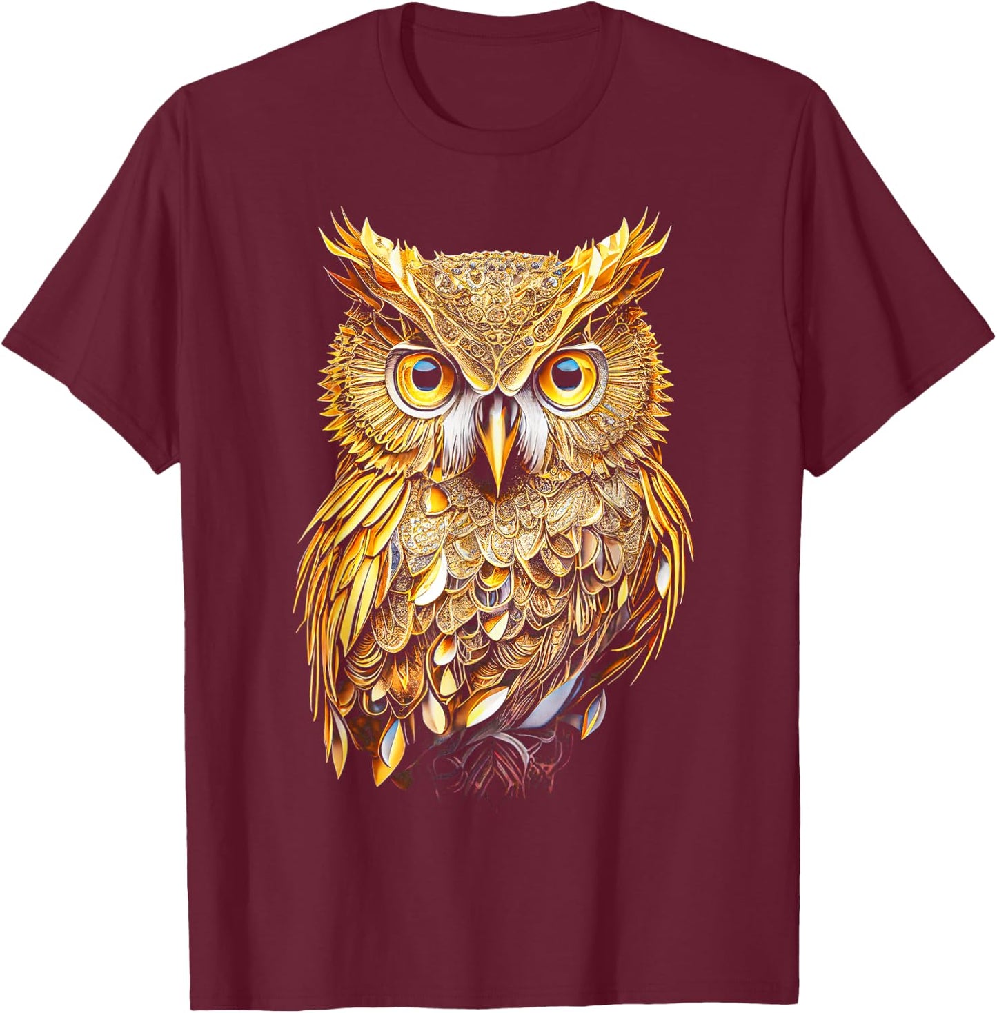 Owl Colourful Bird Art Owl Graphic Animal Owls Owl T-Shirt - T-Shirt | Maroon