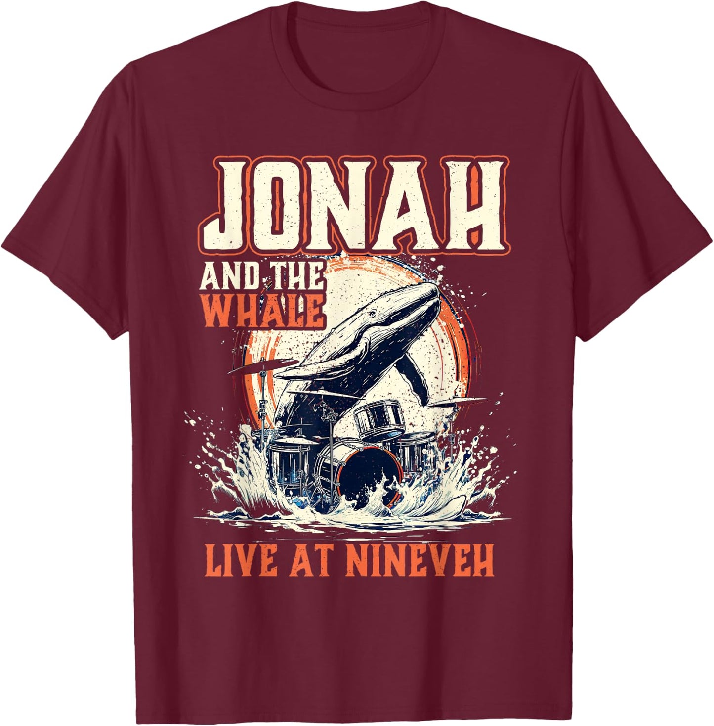 Christian Rock Shirt Jonah and Whales Vintage Funny T-Shirt - T-Shirt | Maroon