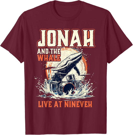 Christian Rock Shirt Jonah and Whales Vintage Funny T-Shirt - T-Shirt | Maroon