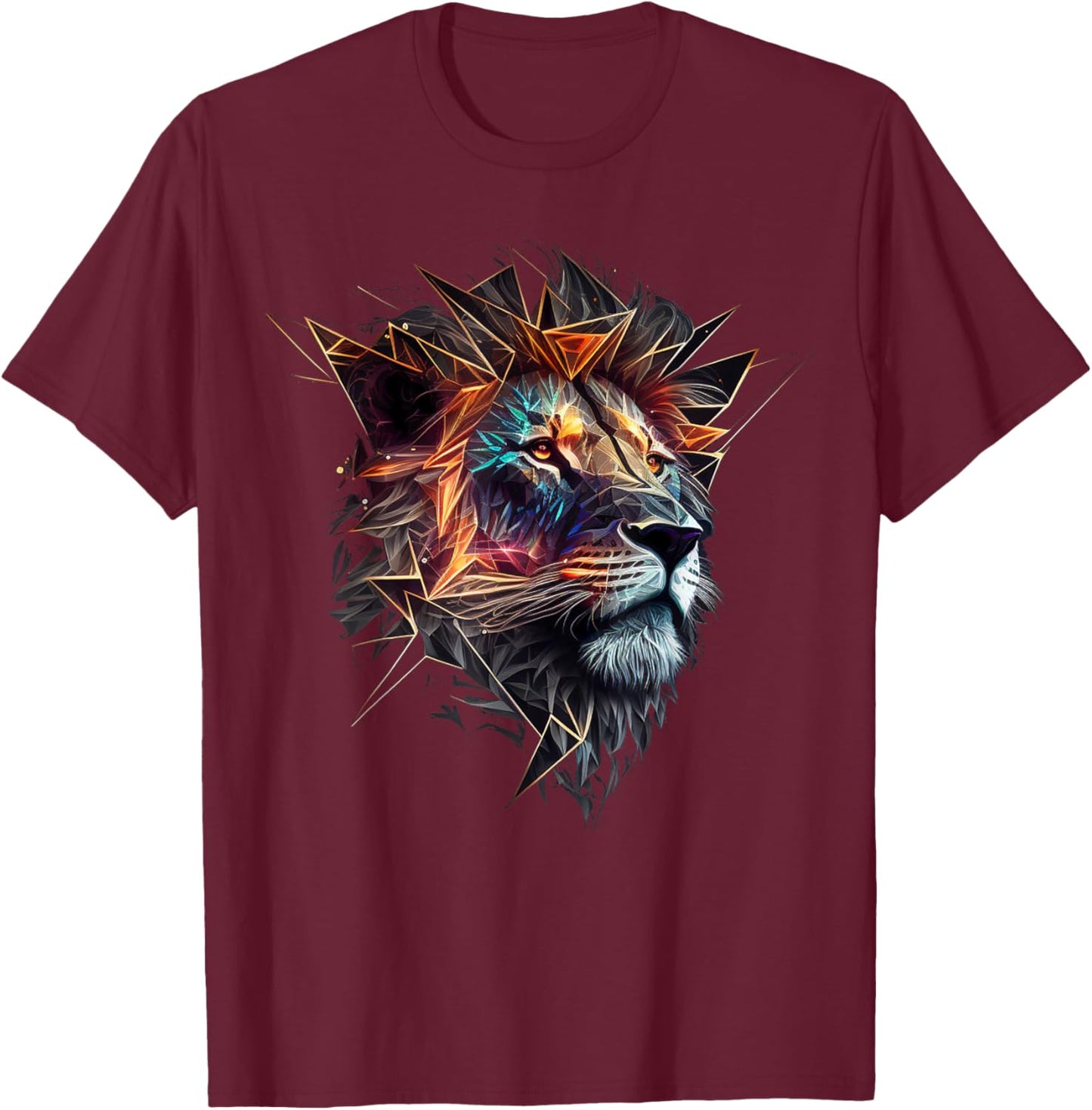 Lion Animal Lover Motif Animal Zoo Print Lion T-Shirt - T-Shirt | Maroon