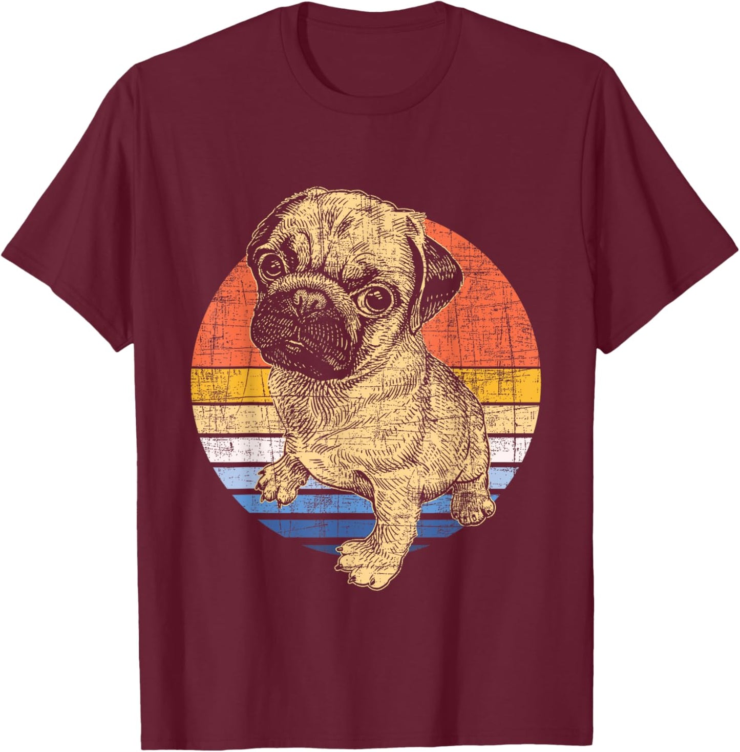 Retro Vintage Pug - Dog Lover Puppy Pet Trainer Breeder T-Shirt - T-Shirt | Maroon
