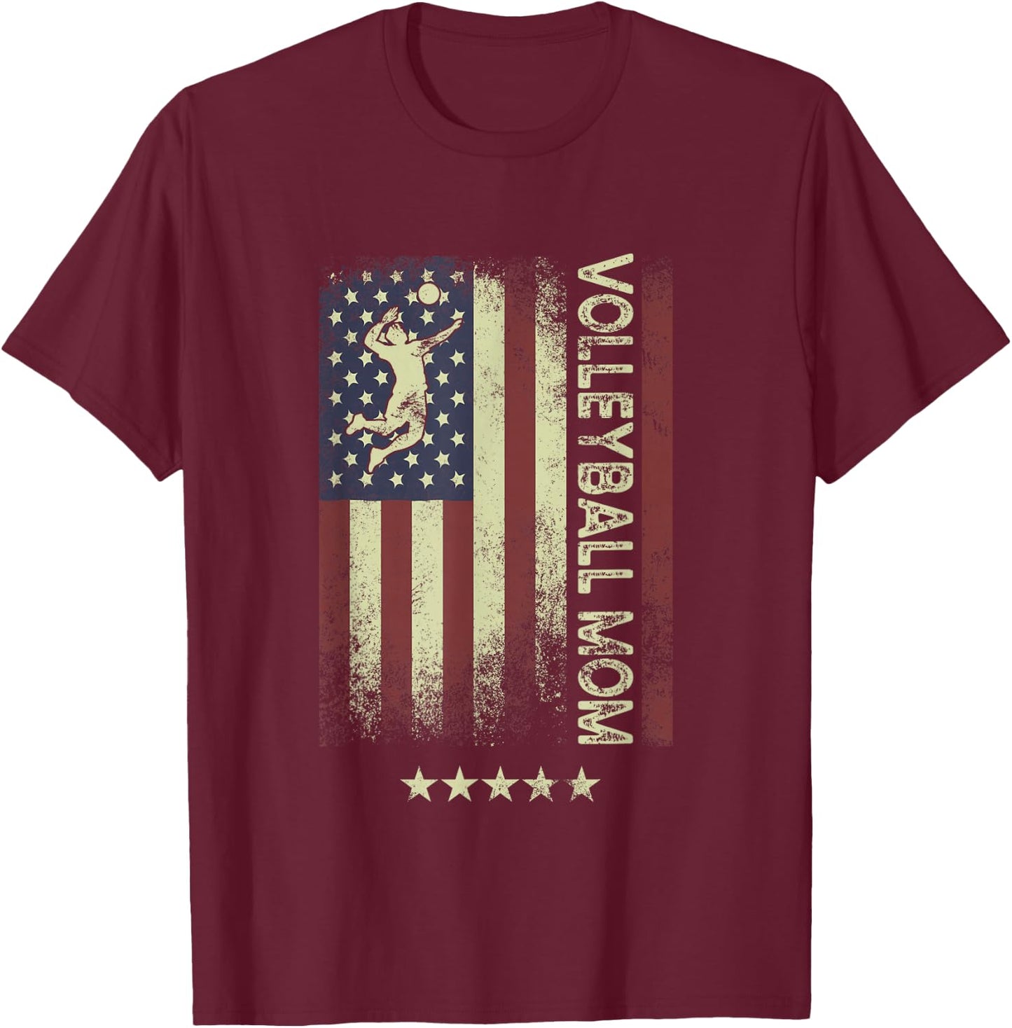 USA American Flag - Volleyball Mom Men T-Shirt - T-Shirt | Maroon