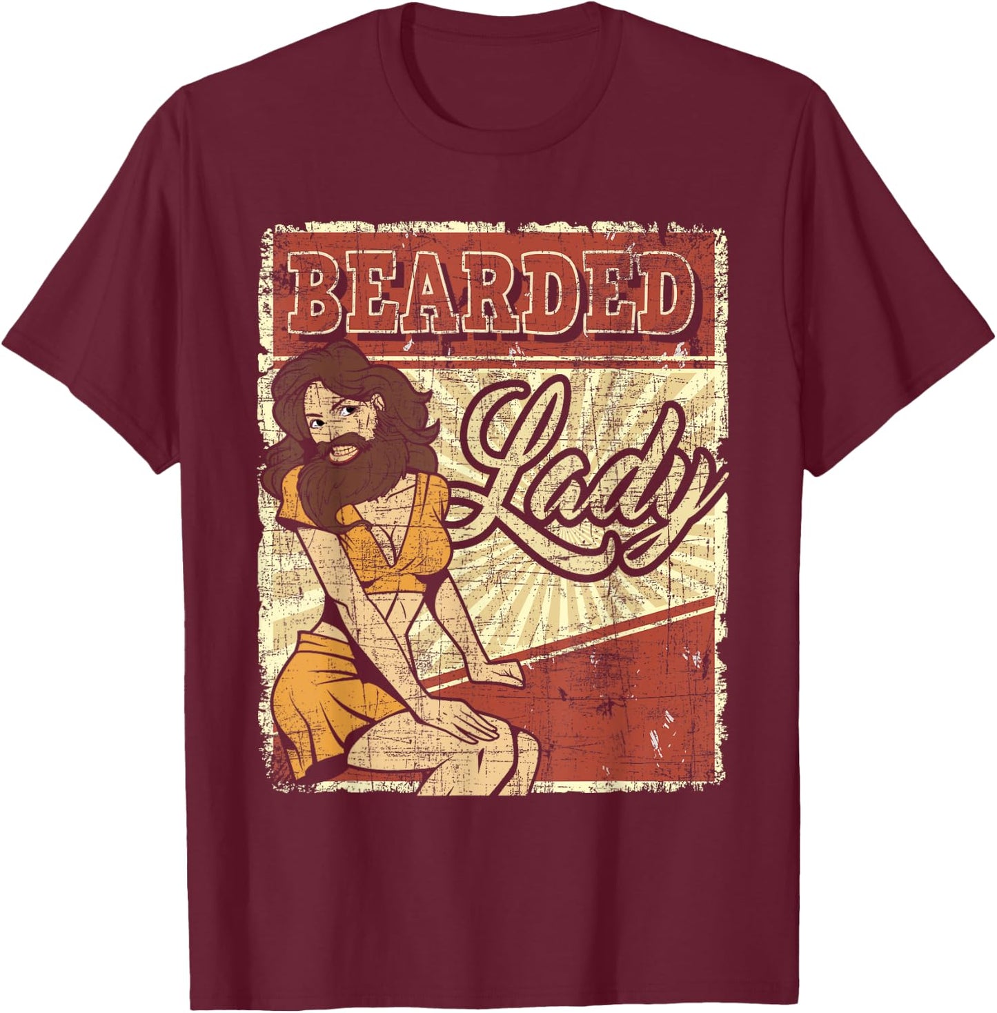 Bearded Lady - Circus Birthday Party Circus Costume T-Shirt - T-Shirt | Maroon