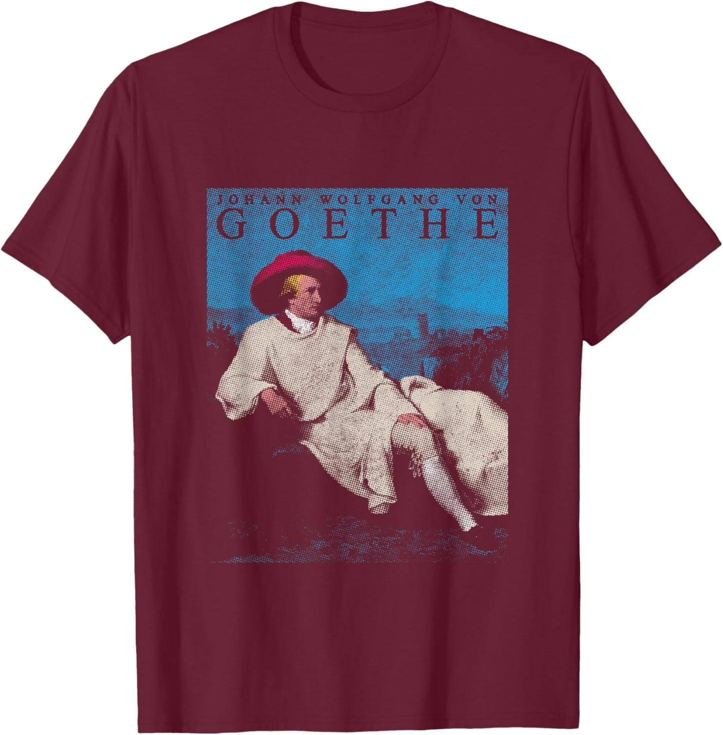Johann Wolfang Von Goethe Poetic Writer Poet Pop Art T-Shirt - T-Shirt | Maroon