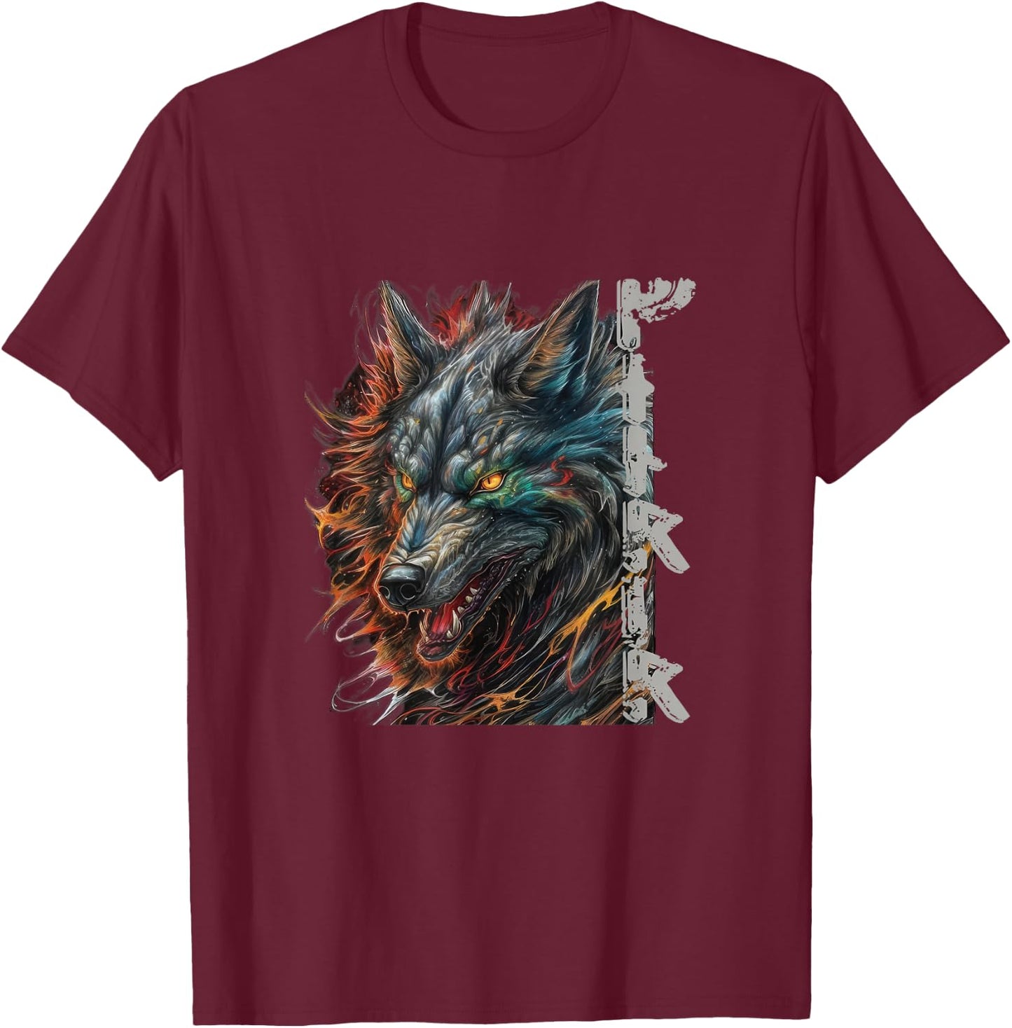 Wolf Fenriswolf Fenrir Viking Valhalla Runes T-Shirt - T-Shirt | Maroon