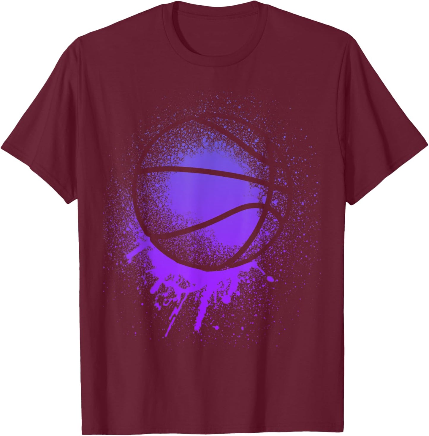 Basketball Team men Silhouette Purple Bball Birthday Baller T-Shirt - T-Shirt | Maroon