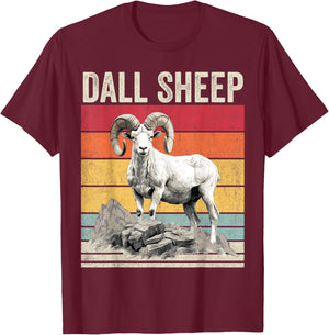 Dall Sheep with Scenic Landscape, Vintage Dall Sheep T-Shirt - T-Shirt | Maroon