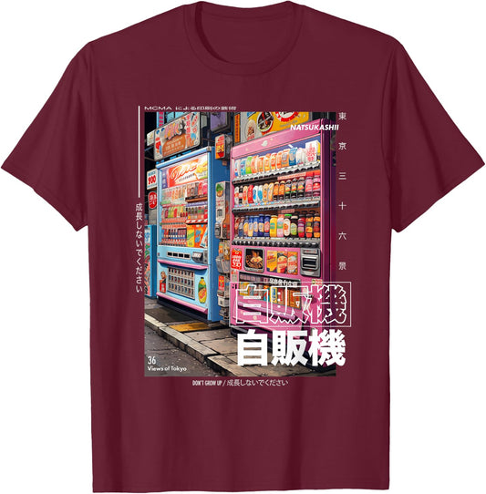 Japanese Streetwear Retro Vibes Aesthetic Tokyo Fashion T-Shirt - T-Shirt | Maroon