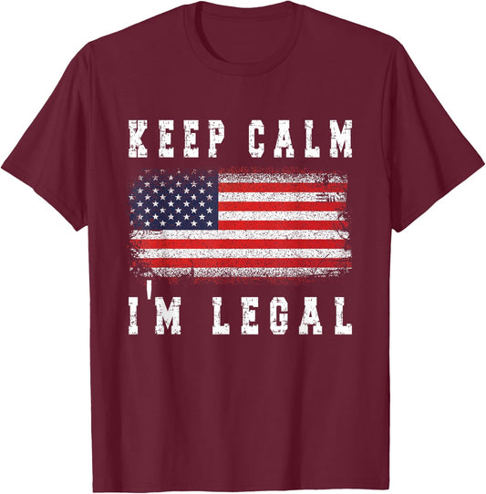 I'm Legal New US Citizen American Flag US Citizenship USA T-Shirt - T-Shirt | Maroon