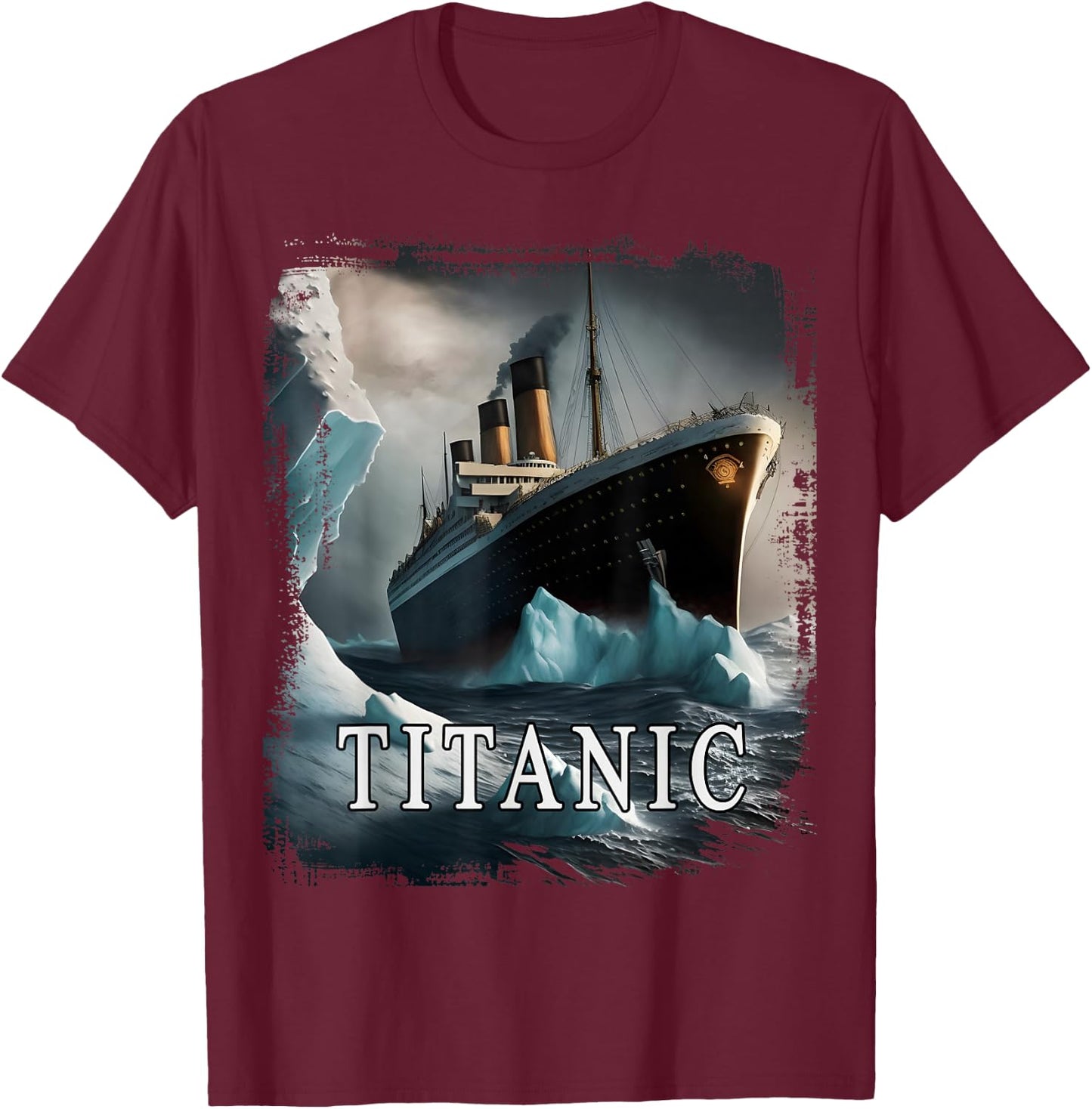 Titanic Boat Vintage Cruise Ship Sailing in 1912 hit Iceberg T-Shirt - T-Shirt | Maroon
