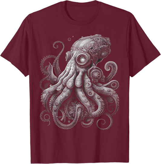 Octopus Tentacle Sea Creature Ocean Marine Biology Design T-Shirt - T-Shirt | Maroon