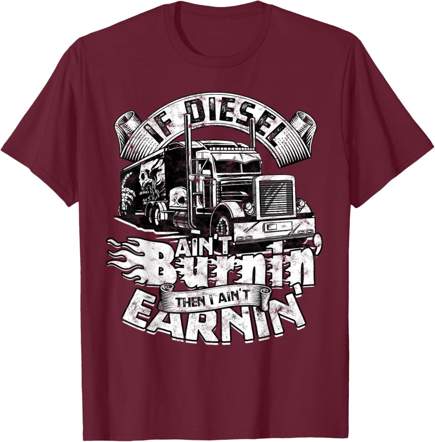 Trucker Men Women Big Rig Trucking Truckin' Road Lorry T-Shirt - T-Shirt | Maroon