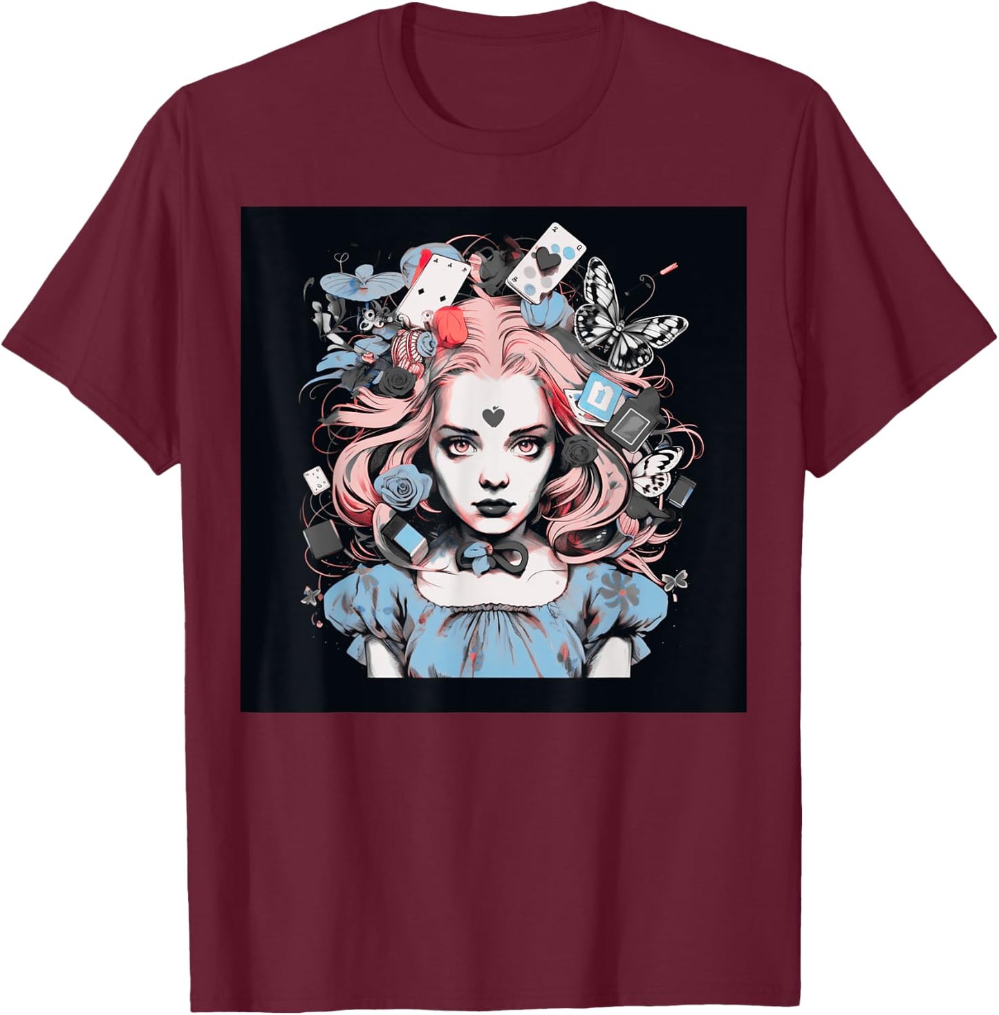 Alice T Wonderland Pop Surrealism Fiction Clothing Punk T T-Shirt - T-Shirt | Maroon