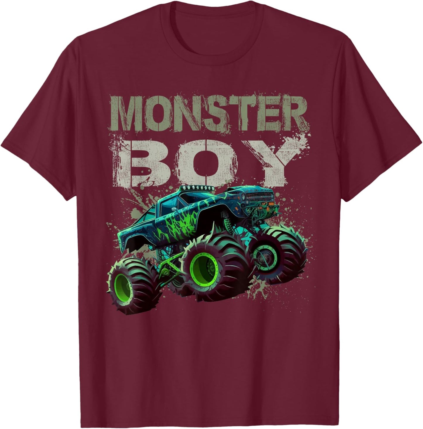 Monster Truck Boy Family Matching Monster Truck Lovers T-Shirt - T-Shirt | Maroon