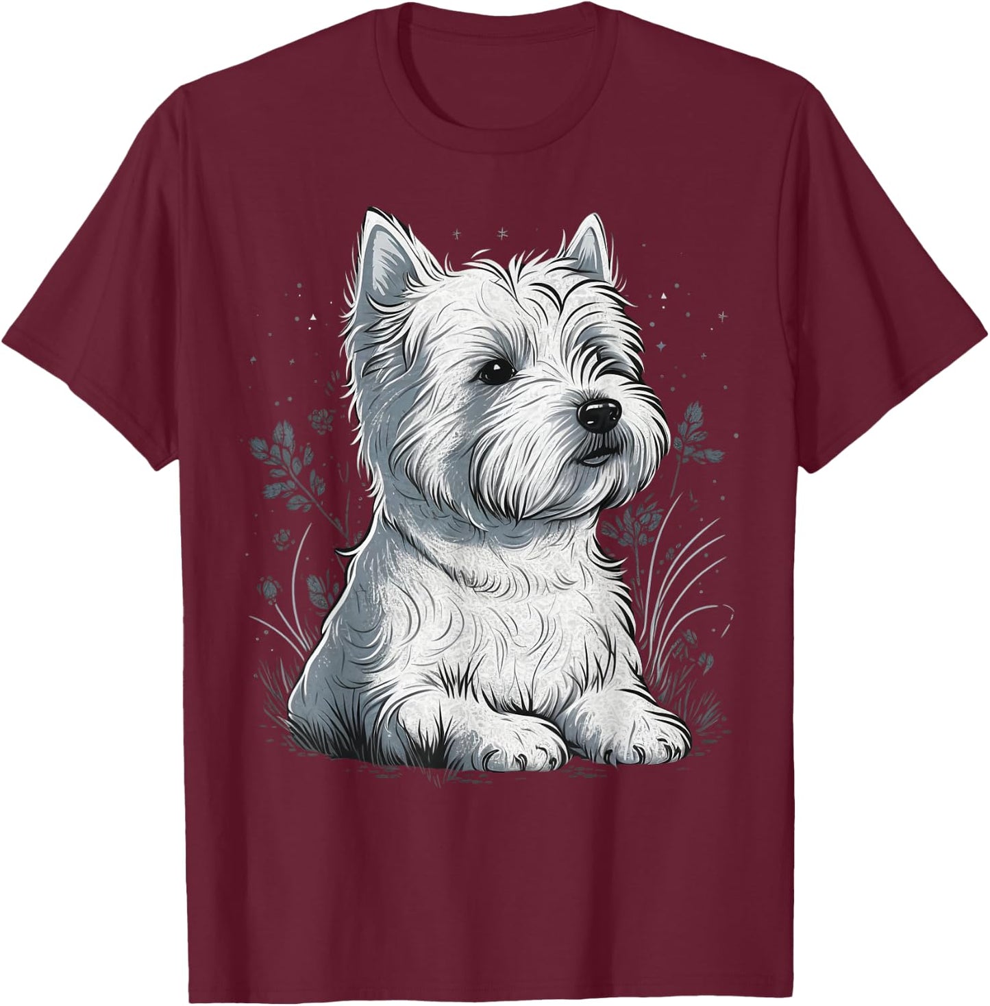 Cute Westie Dog on West Highland White Terrier Lover T-Shirt - T-Shirt | Maroon