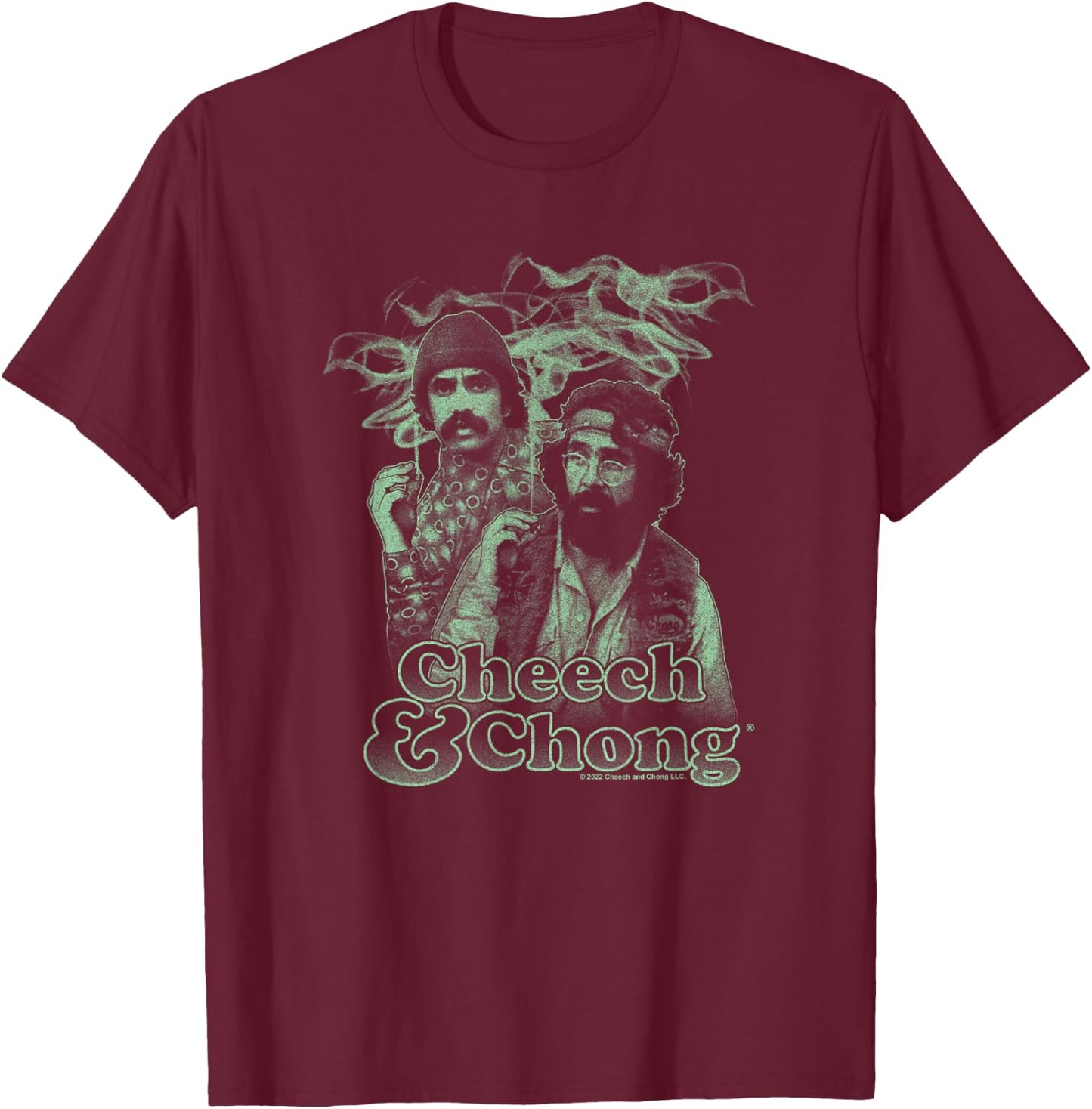 Cheech & Chong Smoking with Style Photography T-Shirt - T-Shirt | Maroon