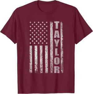 Taylor US Flag Personalized Taylor American Flag Vintage T-Shirt - T-Shirt | Maroon