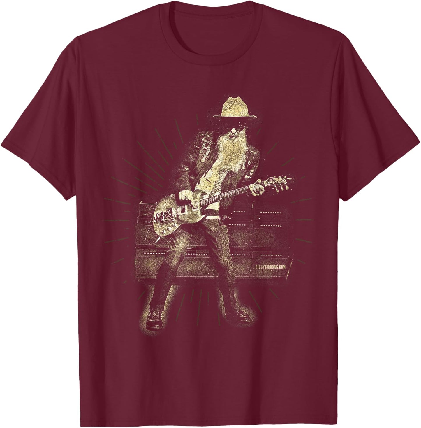 Official Billy F Gibbons from ZZ Top Live III T-Shirt - T-Shirt | Maroon