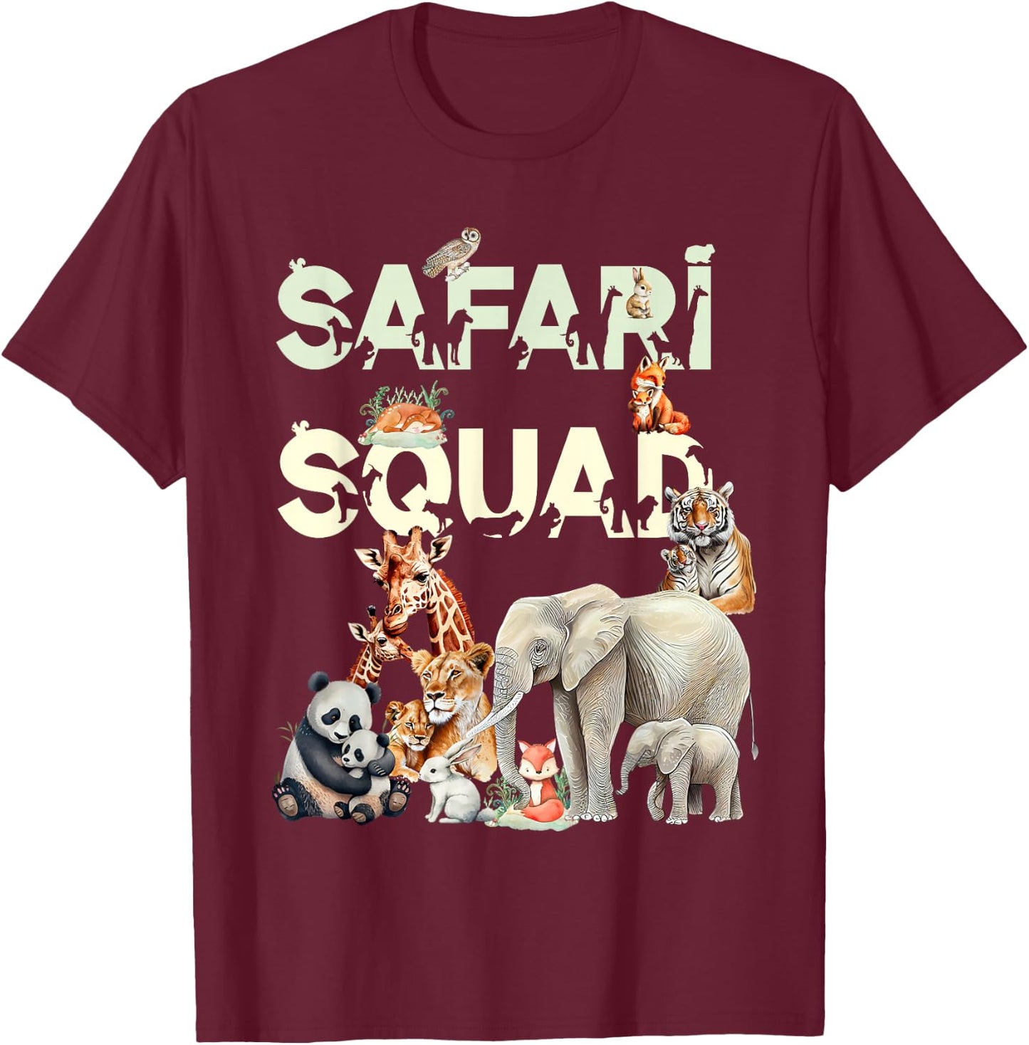 Safari Squad Animals Funny Zoo Animal Lovers Funny Safari T-Shirt - T-Shirt | Maroon