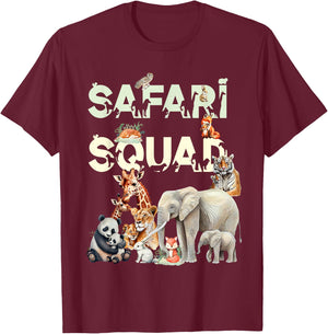 Safari Squad Animals Funny Zoo Animal Lovers Funny Safari T-Shirt - T-Shirt | Maroon
