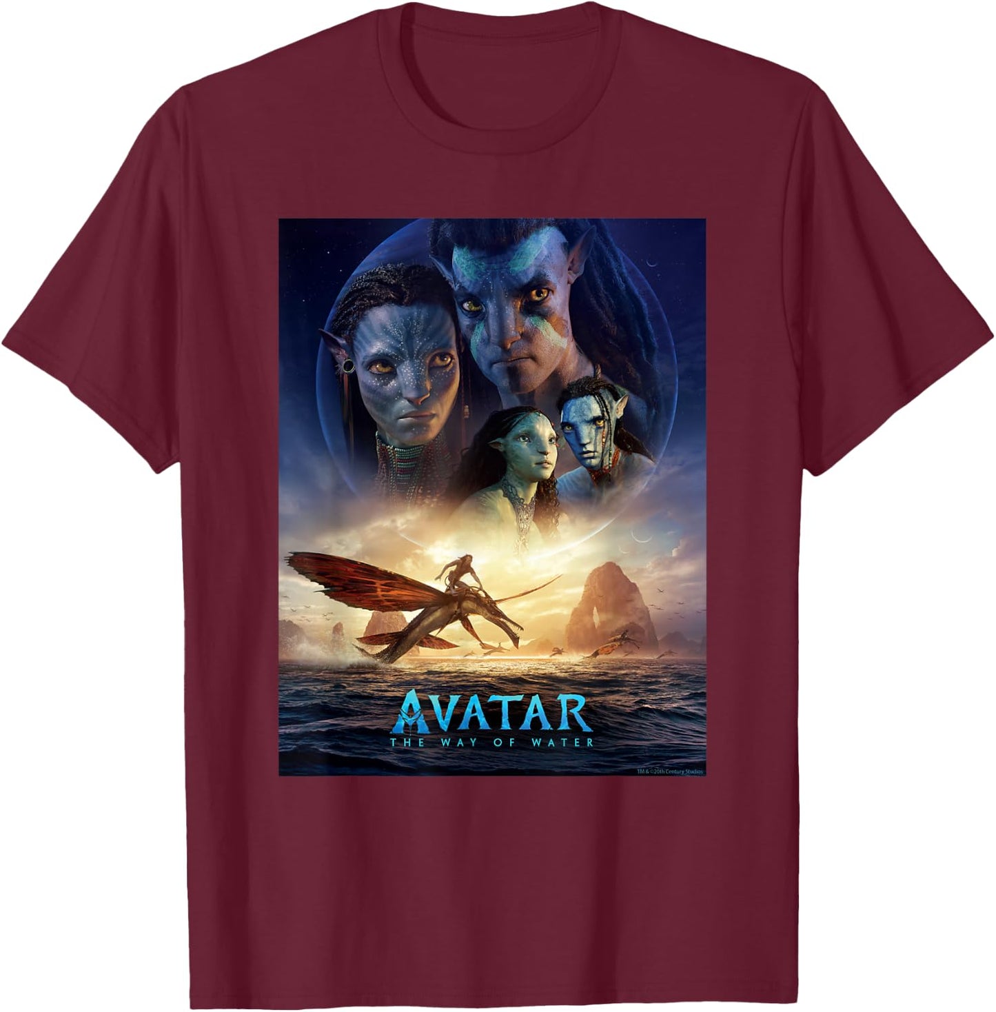 Avatar: The Way of Water Theatrical Movie Poster Small T-Shirt - T-Shirt | Maroon