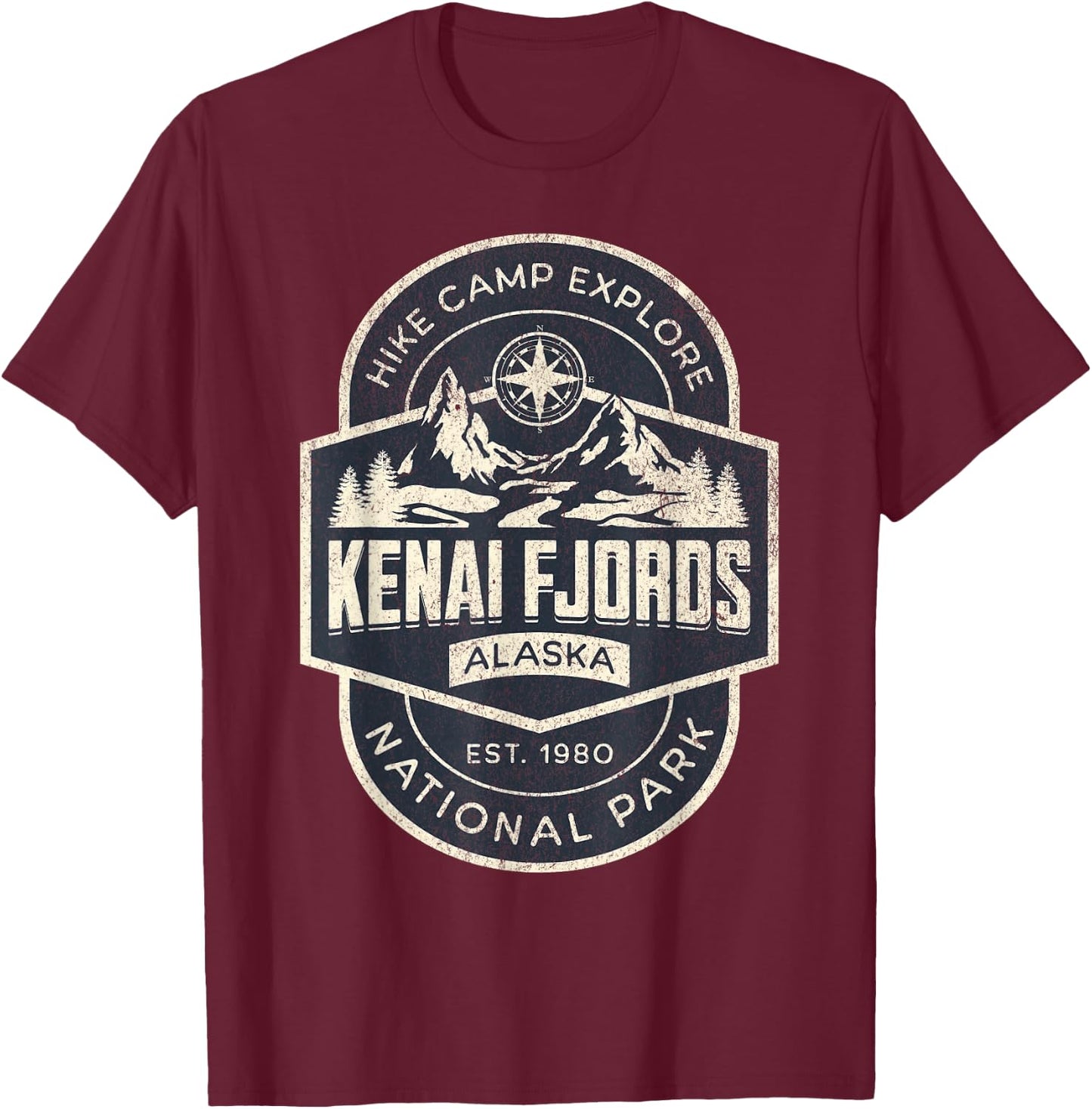 Kenai Fjords National Park T-Shirt - T-Shirt | Maroon