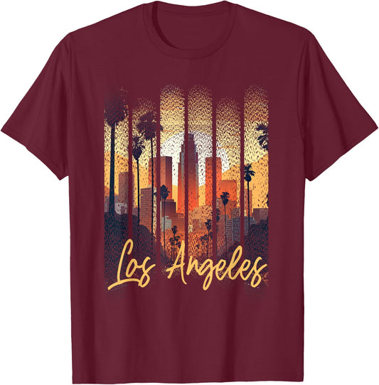 Los Angeles California City Downtown Skyline California L.A. T-Shirt - T-Shirt | Maroon