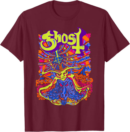 Ghost – Satanic Panic Bright Colors T-Shirt - T-Shirt | Maroon