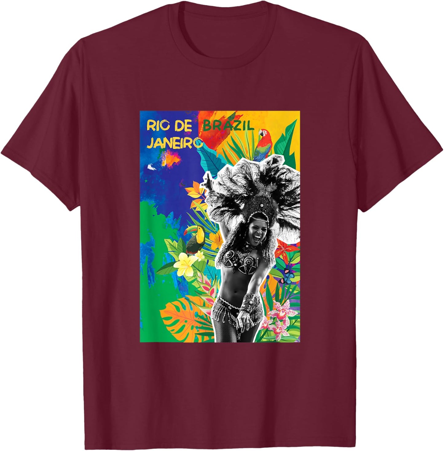 Samba Dancer Brazil Carnival Rio De Janeiro Colorful T-Shirt - T-Shirt | Maroon
