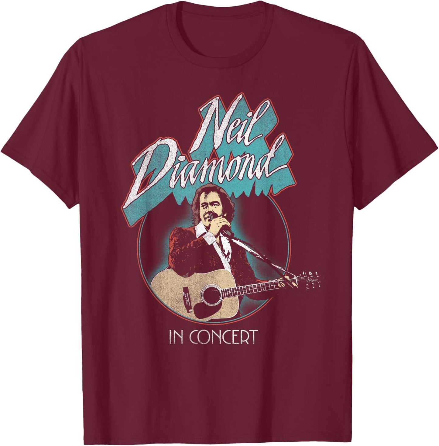 Official Neil Diamond In Concert T-Shirt - T-Shirt | Maroon