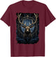 Magical Deer - Nature-Inspired Graphic T-Shirt - T-Shirt | Maroon