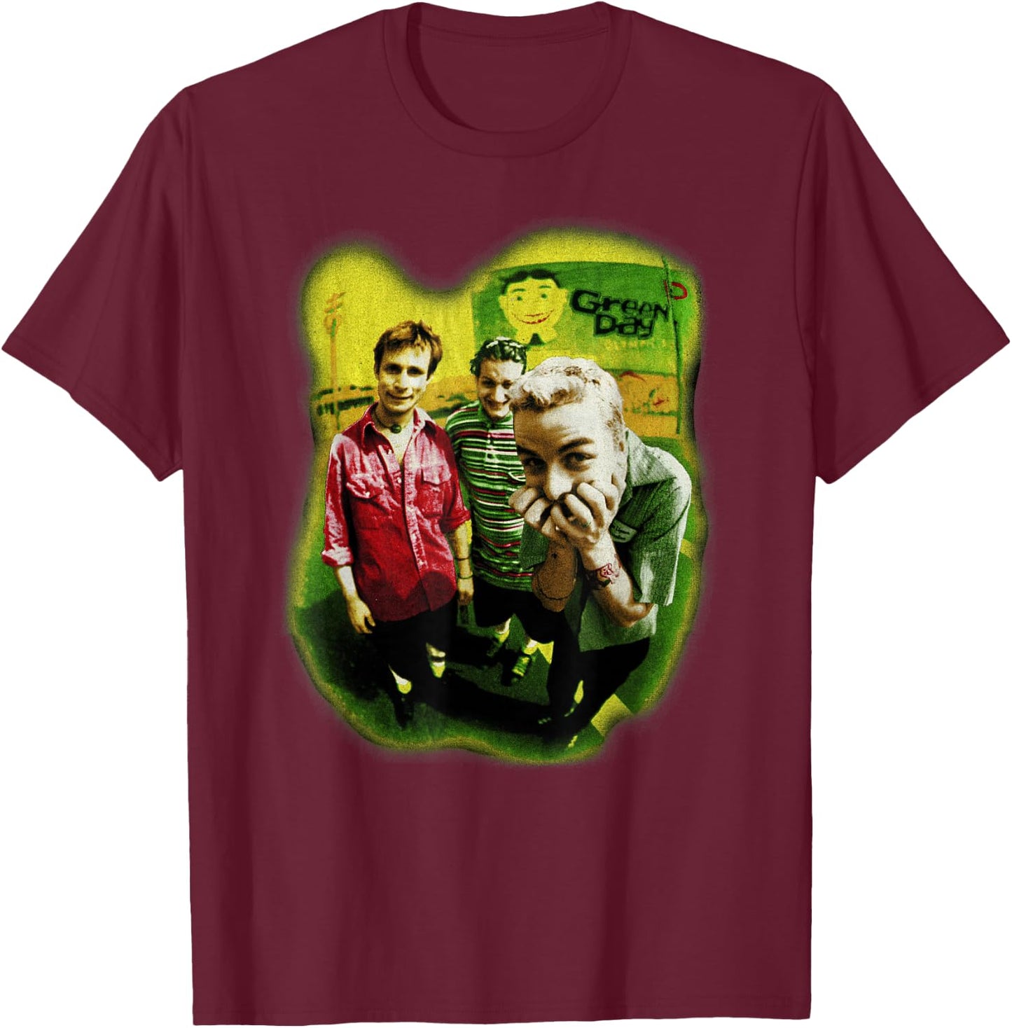 Green Day Neon Photo T-Shirt - T-Shirt | Maroon