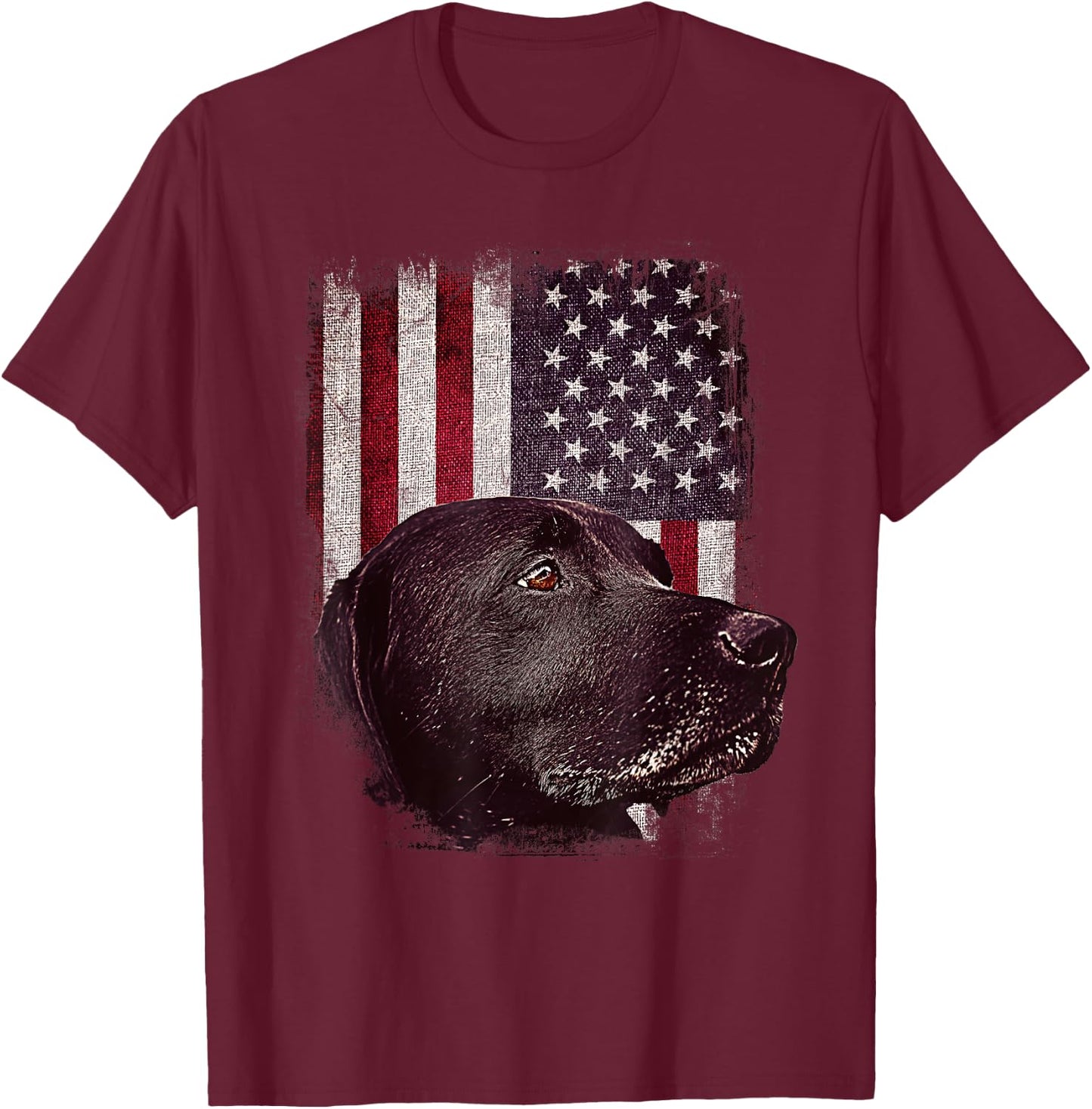 American Black Labrador USA Flag Lab Owner Patriotic Girls Kids Men T-Shirt - T-Shirt | Maroon