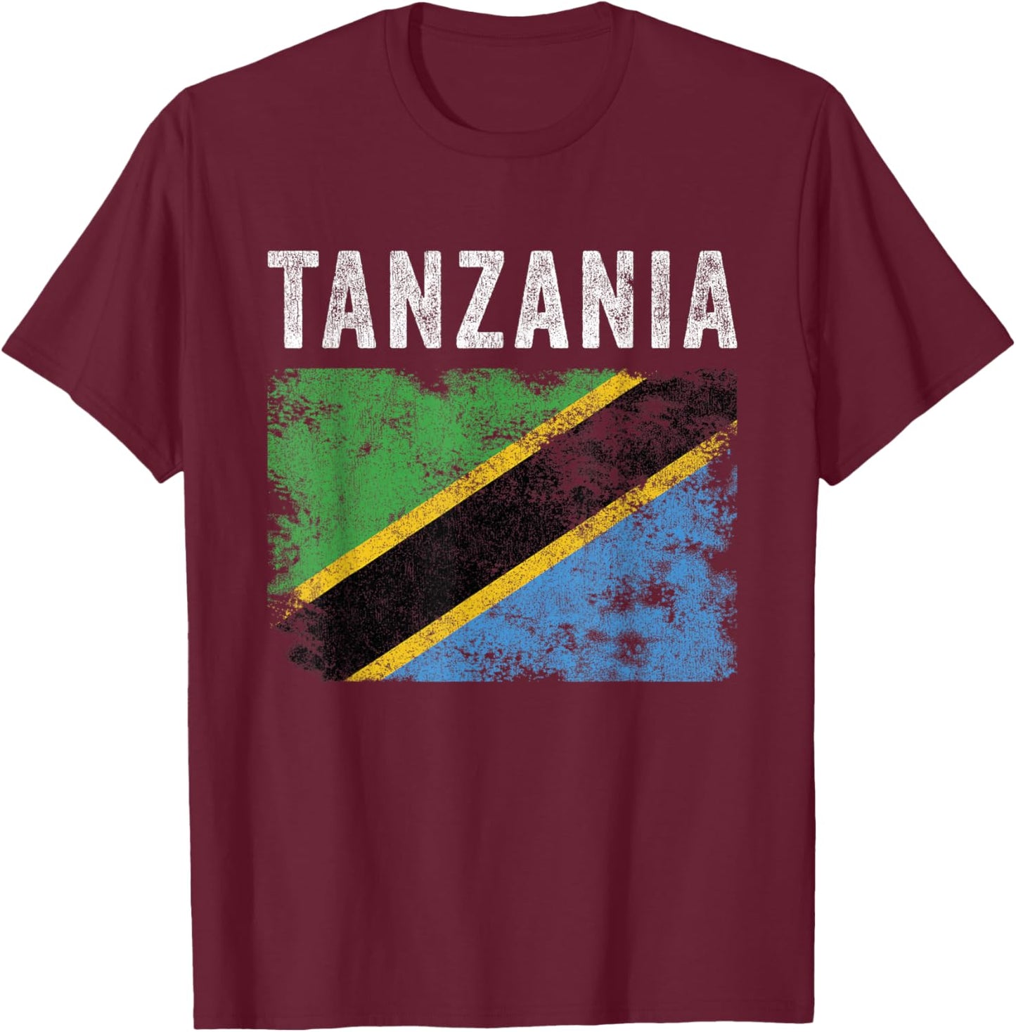 Tanzania Flag Distressed - Men Women Kids - Tanzanian Flag T-Shirt - T-Shirt | Maroon