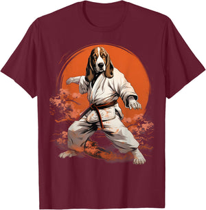 MMA Basset Hound Dog Karate T-Shirt - T-Shirt | Maroon