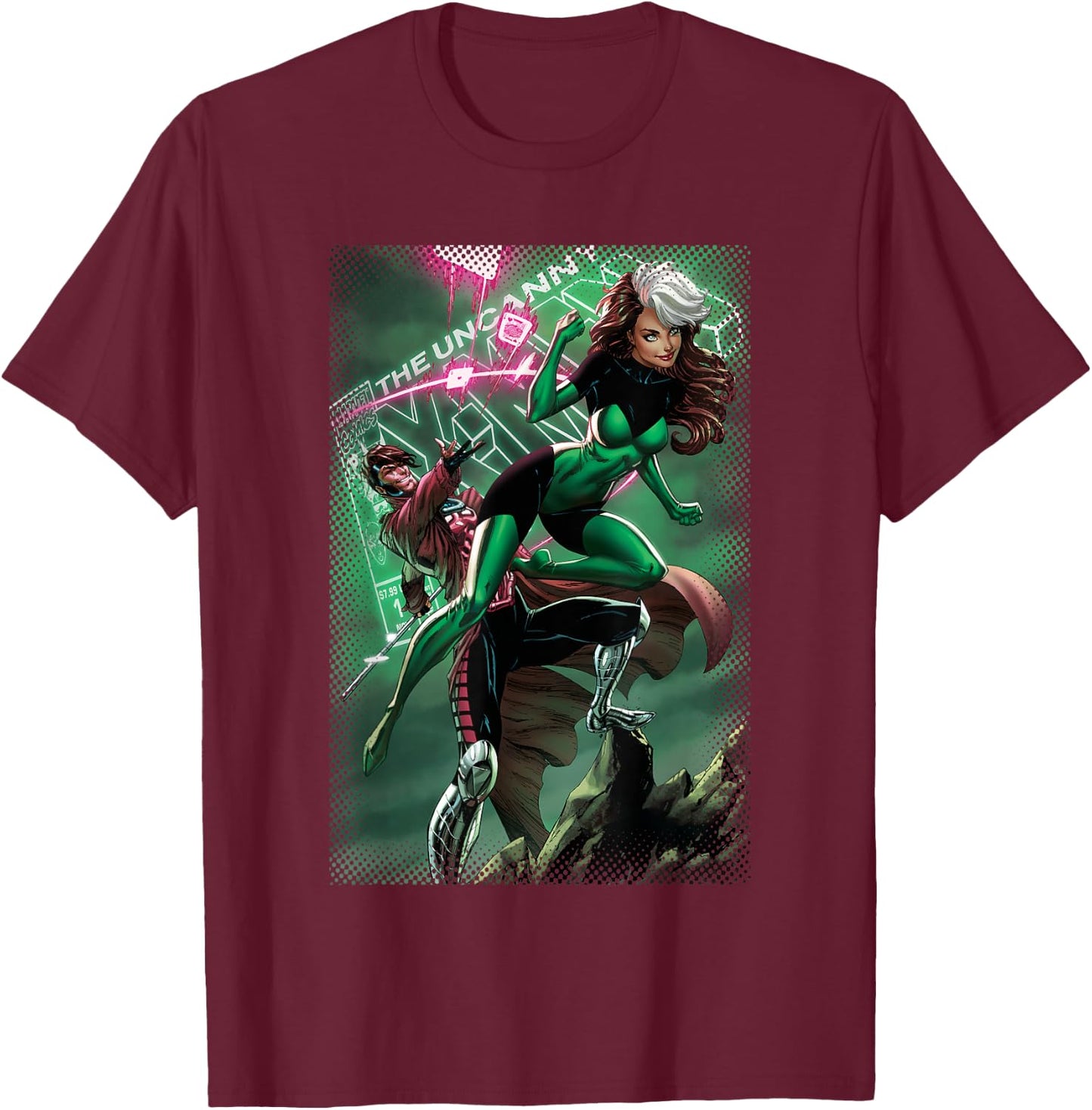 Marvel X-Men The Uncanny X-Men Rogue & Gambit Cover T-Shirt - T-Shirt | Maroon