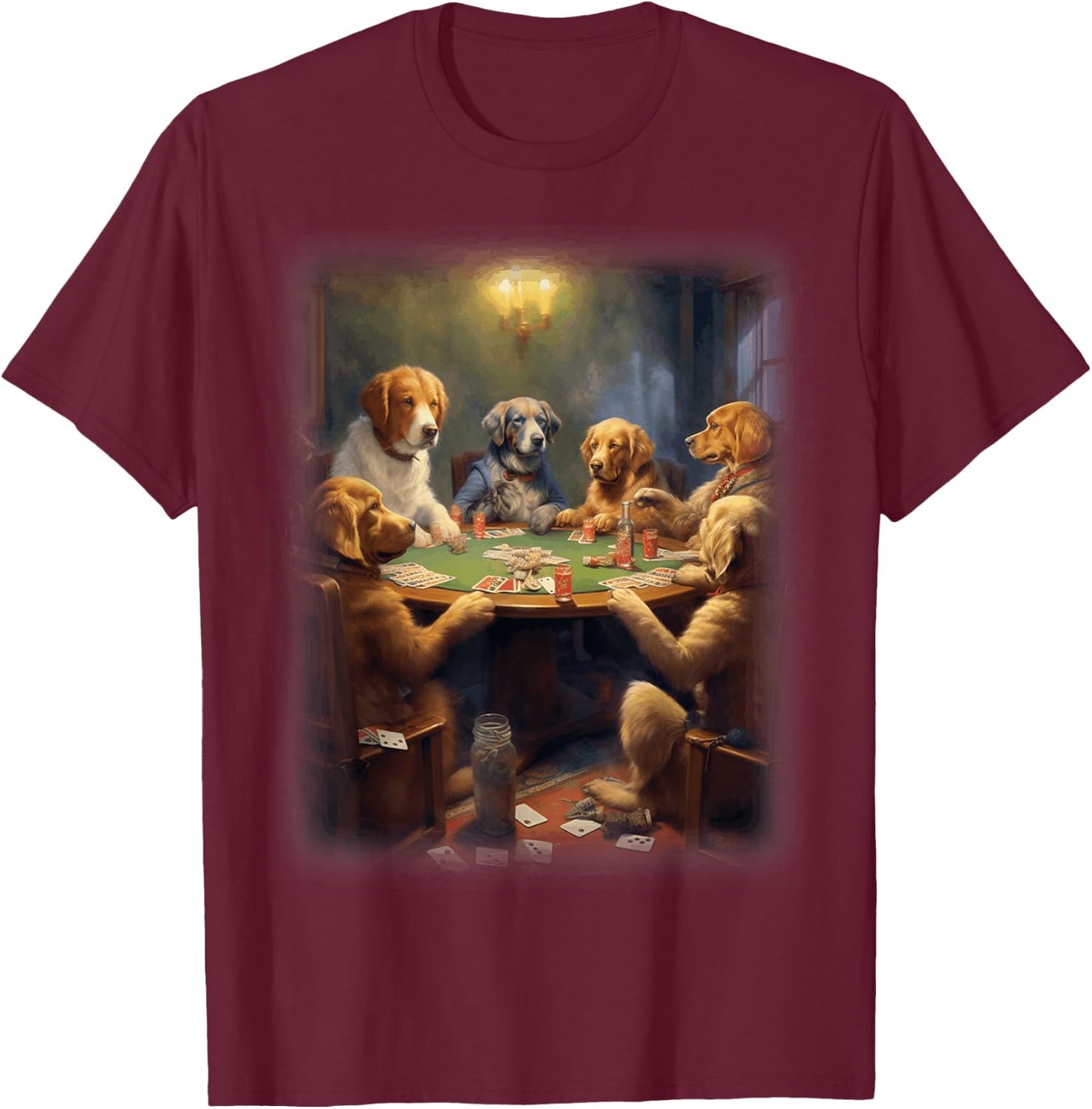 Dogs Playing Poker | A Friend in Need | Funny Dog Lover Art Women T-Shirt - T-Shirt | Maroon