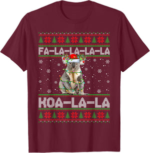 Fa La La Koa La La Koala Xmas Ugly Santa Koala Christmas T-Shirt - T-Shirt | Maroon