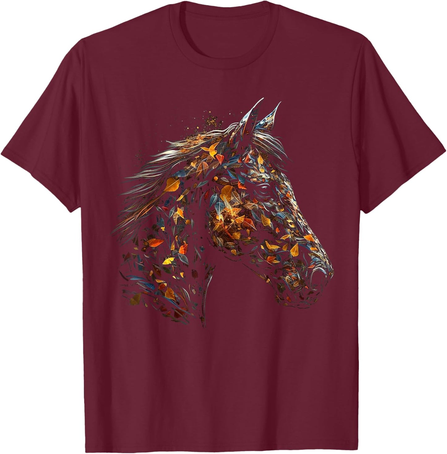 Horse Animal Riding Horse Motif – Art Horse T-Shirt - T-Shirt | Maroon