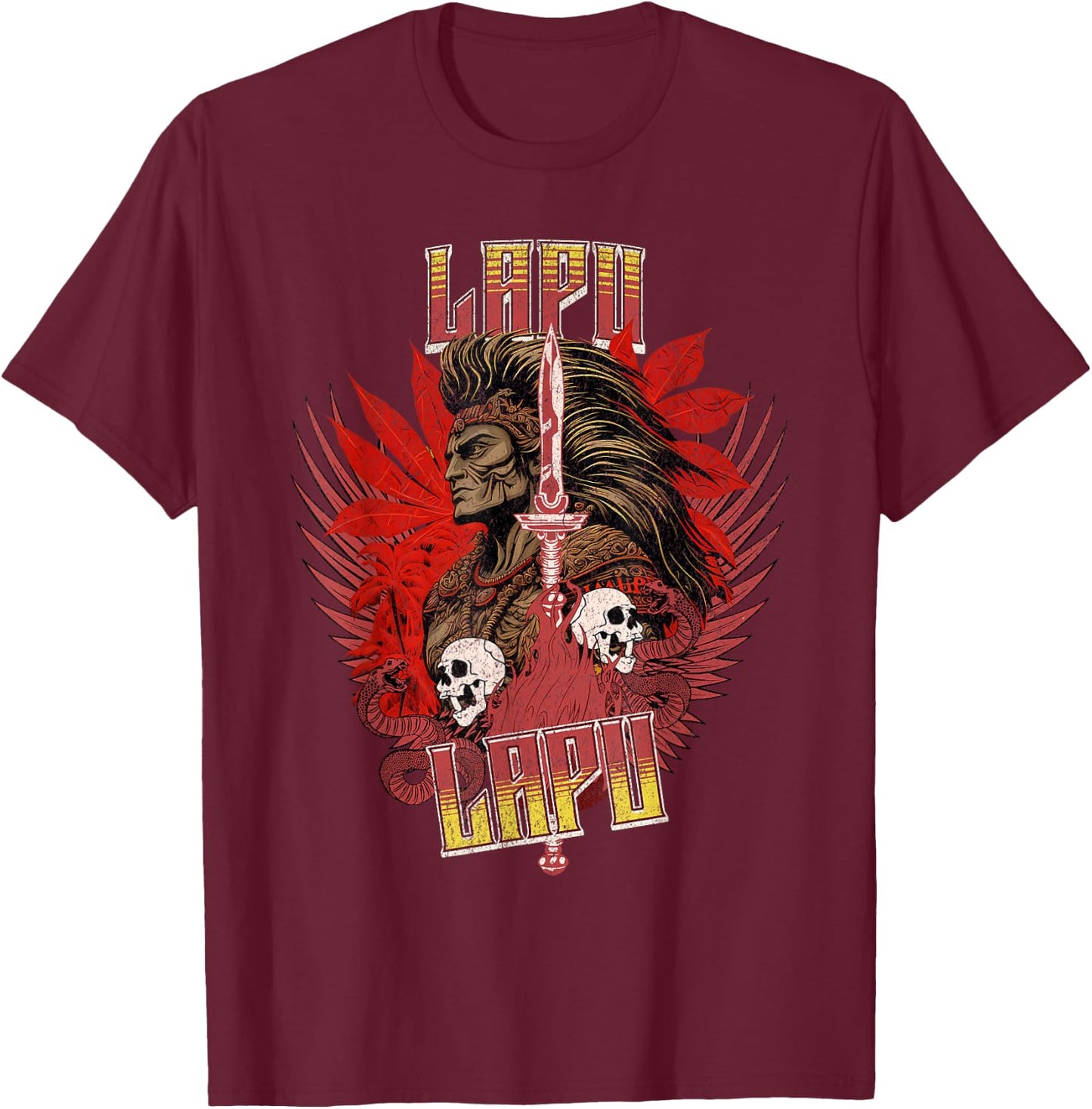 Lapulapu, Lapu Lapu Ancient Filipino Warrior Graphic Art T-Shirt - T-Shirt | Maroon