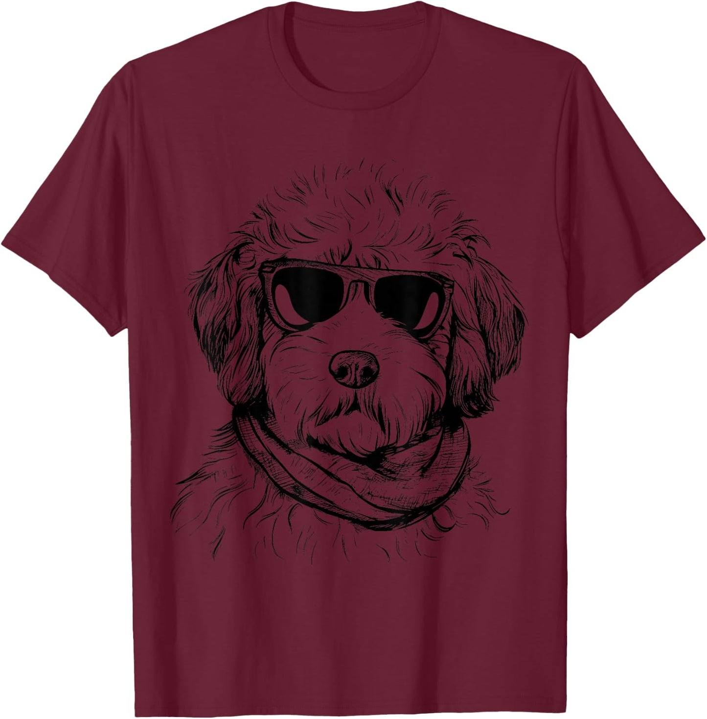 Whoodle Sketch Drawing Art Dog Lover Mom Dad Women T-Shirt - T-Shirt | Maroon